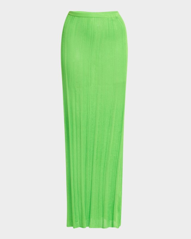 Daniella Plisse Silk Knit Maxi Skirt